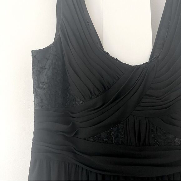 Love by Theia Black Lace Scoop Neck Gown Full Length Dress - Picture 6 of 11